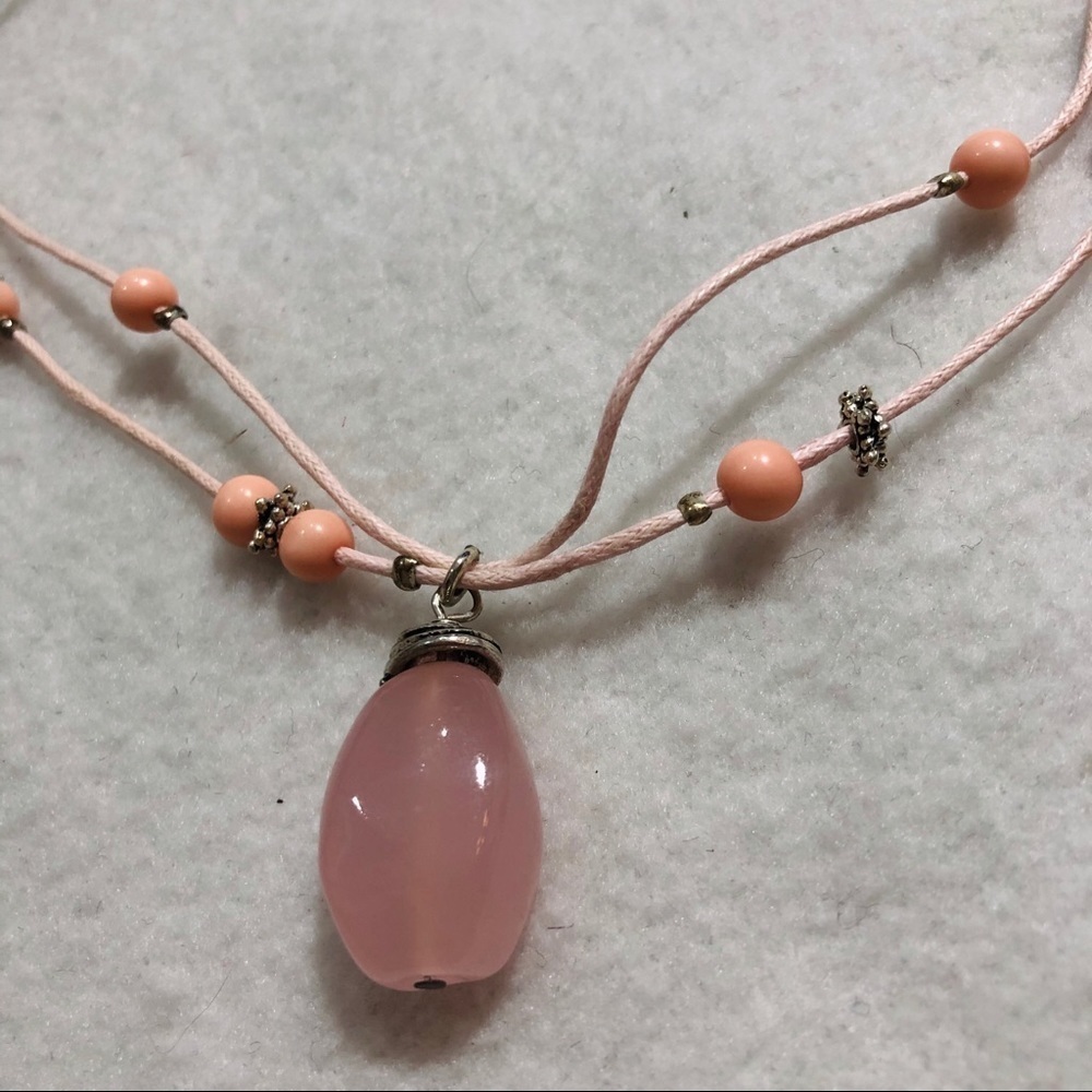 Handmade Pink gemstone boho retro rope necklace - Picture 10 of 12